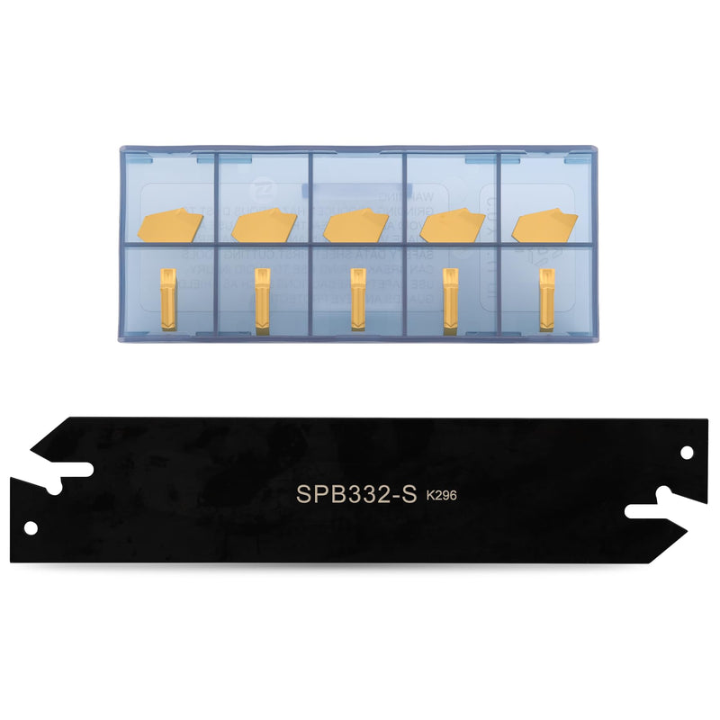 SPB332-S/SPB32-3 Parting Blade with 10 pcs GTN-3 Carbide Inserts Parting Grooving Cut-Off Tool Set, Slotted Tool SPB3-32 Set