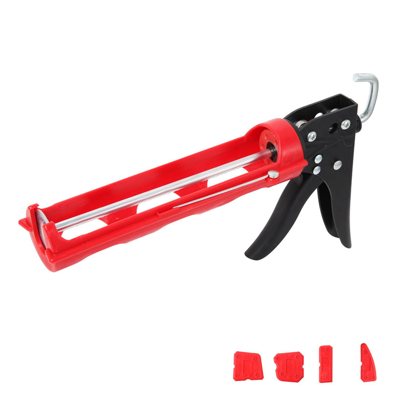 Drip-free Caulking Gun Ratchet Rod Silicone Gun Sealant Dispenser Joint Grouting Gun 15:1 Thrust Ratio Labor-Saving Lightweight Nylon Frame Cartridge Gun for 10oz/300ml Standard Caulk Tubes Y01