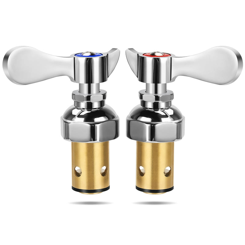 Brass Spindle Assembly for Commercial Faucet Valve Spool Replacement Hot Cold Side Handle Stem Assembly Cartridge Fit Kitchen Restaurant (1 Pair)