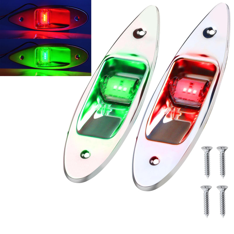 Boat Navigation Lights, 12V Marine LED Teardrop Side Bow Light | Stainless Steel Waterproof Navigation Signal Lamp, 2NM Night Visibility Warning Light for Yacht, Pontoon & Small Boats