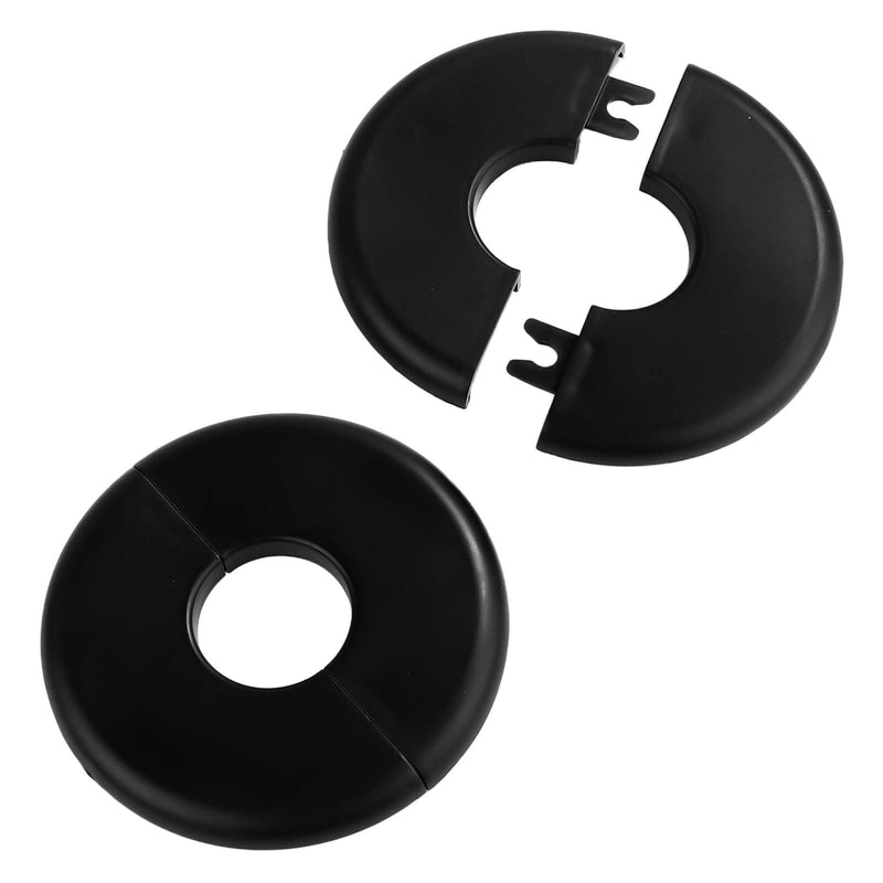 2pcs Wall Split Flange, 29mm Buckle Design Pipe Cover Self-Adhesive Round Plumbing Cover Plates ABS Faucet Escutcheon for Toilet Kitchen (Black)