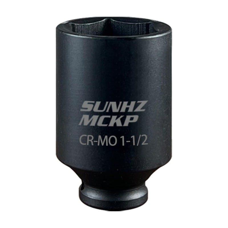 SUNHZMCKP 1/2 Inch Deep Drive Impact Socket, SAE 1-1/2 inch Socket, CR-MO, 6 Point Axle Nut Socket for Easy Removal of Axle Shaft Nuts (1-1/2 Socket)
