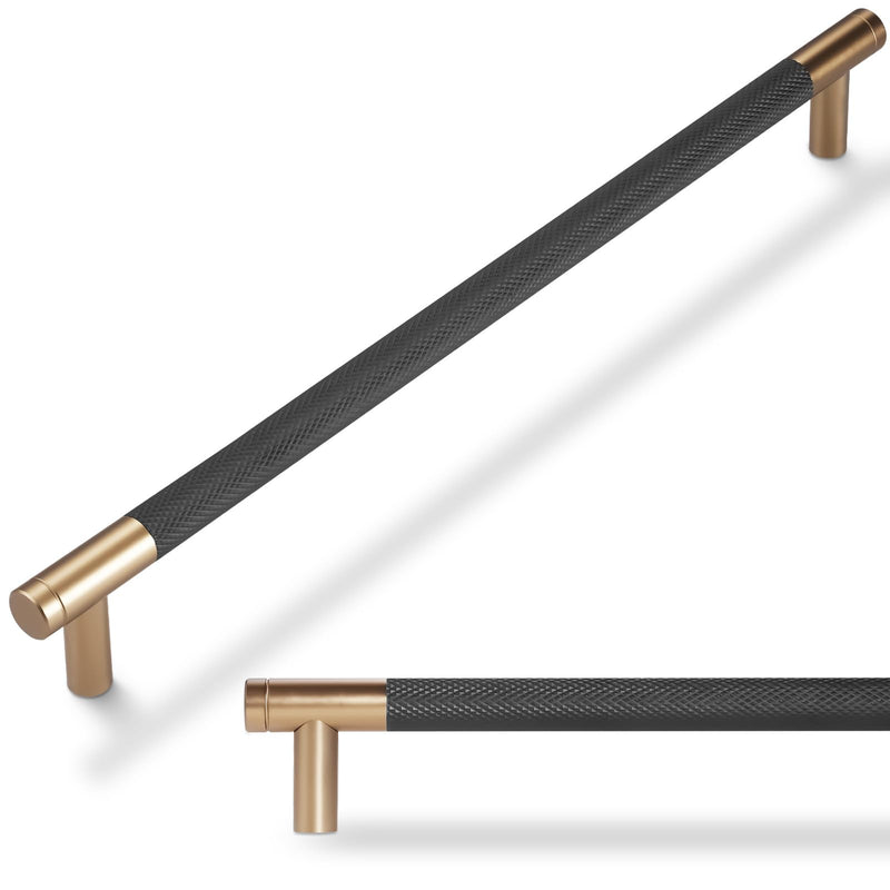 10 Pack 10 Inch Black and Champagne Bronze Kitchen Cabinet Handles 10'' Hole Center(254mm)