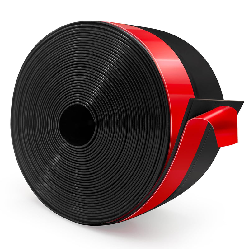 Wide Silicone Weather Stripping Door Seal, Strong Adhesive Door Draft Stopper, Door Sweep Draft Stopper for Doors Gap&Under Bottom Garage Door, Glass Shower Door, Sliding Door, 2" x 20 ft, Black 2In Width,20Ft Length