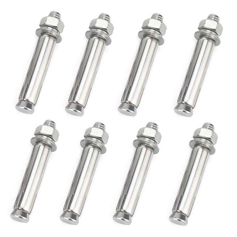 Junter 8pcs M6 x 50mm Hex Expansion Bolts 304 Stainless Steel External Hex Nut Expansion Screw Bolts Sleeve Anchor,Pool Safety Cover Expansion Bolts,for Concrete