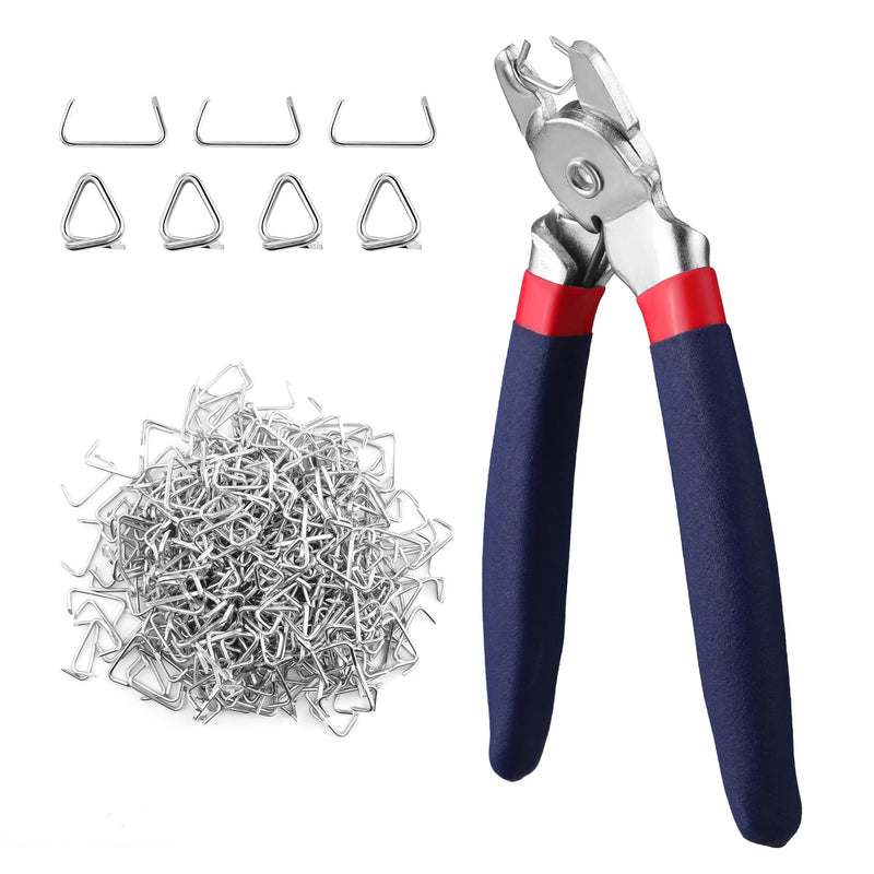 WORKPRO Bent Hog Ring Pliers with 500 Pcs 3/4" Hog Rings, Galvanized Steel Hog Rings Perfect for Furniture Upholstery, Auto Upholstery, Meat & Sausage Casings Bent Hog Ring Pliers Set