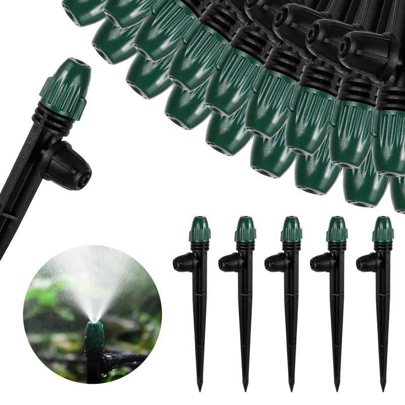 25PC Anti-Drop Drip Irrigation Spray,Lock Barbed Design Misting Drippers for 1/4" Irrigation Tubing,Adjustable 360 Degree Micro Spray on 6.3" Stake for Garden Watering System (25pc-Adjustable Emitter) 25pc-Adjustable Emitter