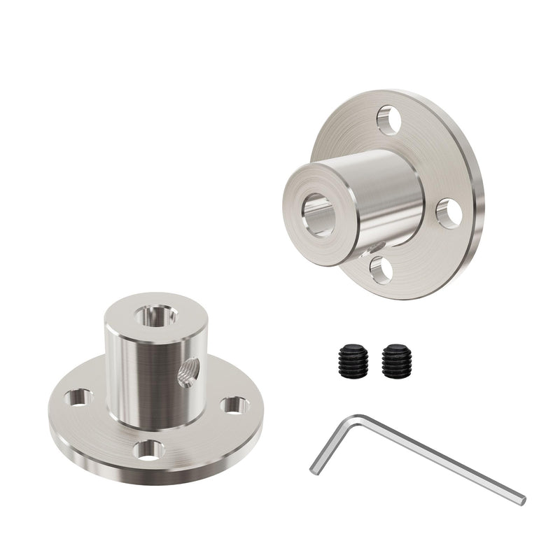 6.35mm(1/4 in) Flange Shaft Coupling, Rigid Coupling Motors Guide Support Coupler, High Hardness Connector Flanged Mount for DIY RC Model Motors Coupler with Set Screws & Wrench 6.35mm id-10mm od