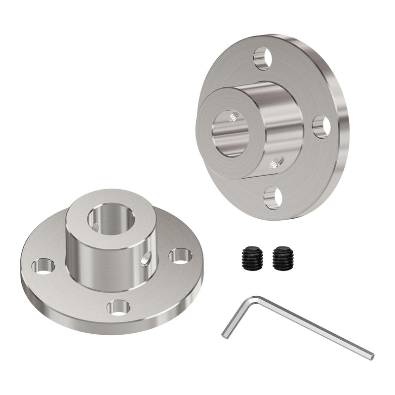8mm(0.31-Inch) Flange Shaft Coupling, Rigid Coupling Motors Guide Support Coupler, High Hardness Connector Flanged Mount for DIY Model Motors Coupler with Set Screws & Wrench，Sliver 8mm ID-16mm OD