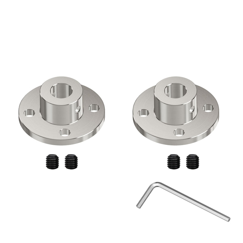 2Pcs 7mm(0.28 in) Flange Shaft Coupling, Rigid Coupling Motors Guide Support Coupler, High Hardness Connector Flanged Mount for DIY RC Model Motors Coupler with Set Screws & Wrench 7mm id-16mm od