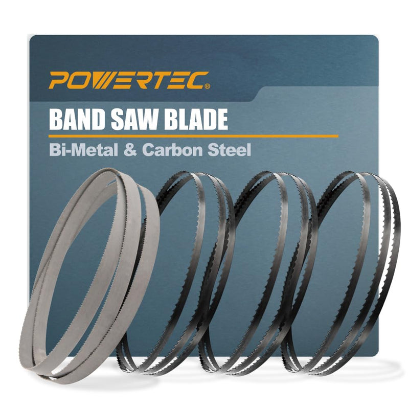 POWERTEC 62 Inch Bandsaw Blades Assortment for Woodworking & Non-Ferrous Metal Cutting, Band Saw Blades for WEN 3939, 3939T, Ryobi, Grizzly, Skil, Sears Craftsman and POWERTEC 9" Band Saw, 4pk (13707)