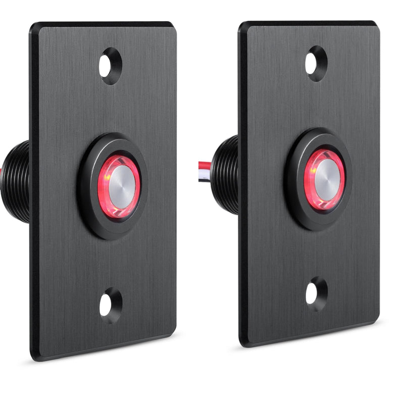 Acegoo 12V Dimmer Switch for LED RV Lights - Push Button with Red Ring Light, Ideal for RV, Camper Van, Boat, Truck, Cars Lighting & LED Strip Light - DC12-24V 6A Full Aluminum (Black-2Pcs) Black-2Pcs