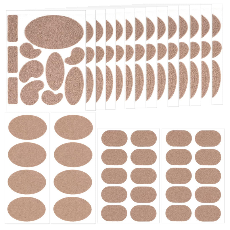 18 Sheets Moleskin Adhesive Pads, Multi-Shaped & Oblate & Oval Moleskin Tapes, Anti-Wear Moleskin Strips Prevention Pads Mole Skin Patch for Feet Heels