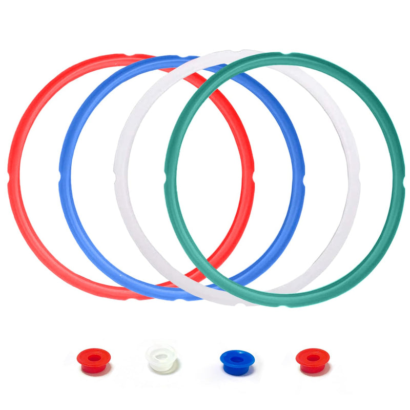 4 Pack Silicone Sealing Ring for InstaPot - Gasket Accessories for 6 Qt InstaPot - Replacement Silicone Gasket Seal Rings with 4 Colors(Red, Clear Green Blue) (6QT) 6QT