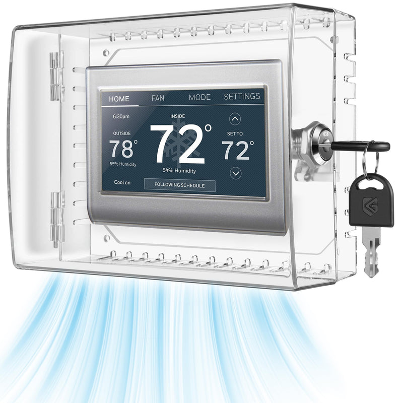 TRJ Thermostat Lock Box with Key, Large Thermostat Cover with Lock for Thermostat on Wall, AC Control Lock Box Cover with Key, Air Conditioner Lockbox Fits Thermostats 4" H x 6" W or Smaller Key Lock