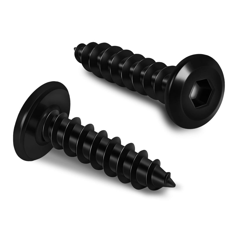 M3 x 8mm Flat Head Socket Cap Self Tapping Screws, 304 Stainless Steel, Hex Drive, Black Finish, 100 PCS M3 x 8mm