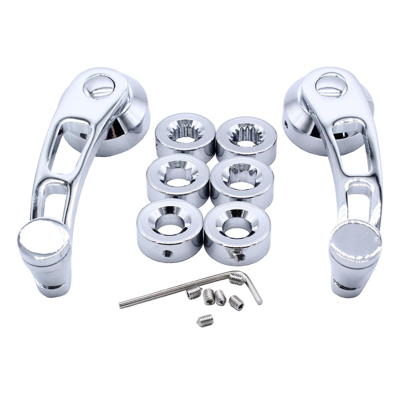 1 Pair Left & Right Window Crank Handle Kit Chrome Billet Aluminum 4 1/4" Window Handles Fits for Hot Rod Chevy Ford Chrysler Silver