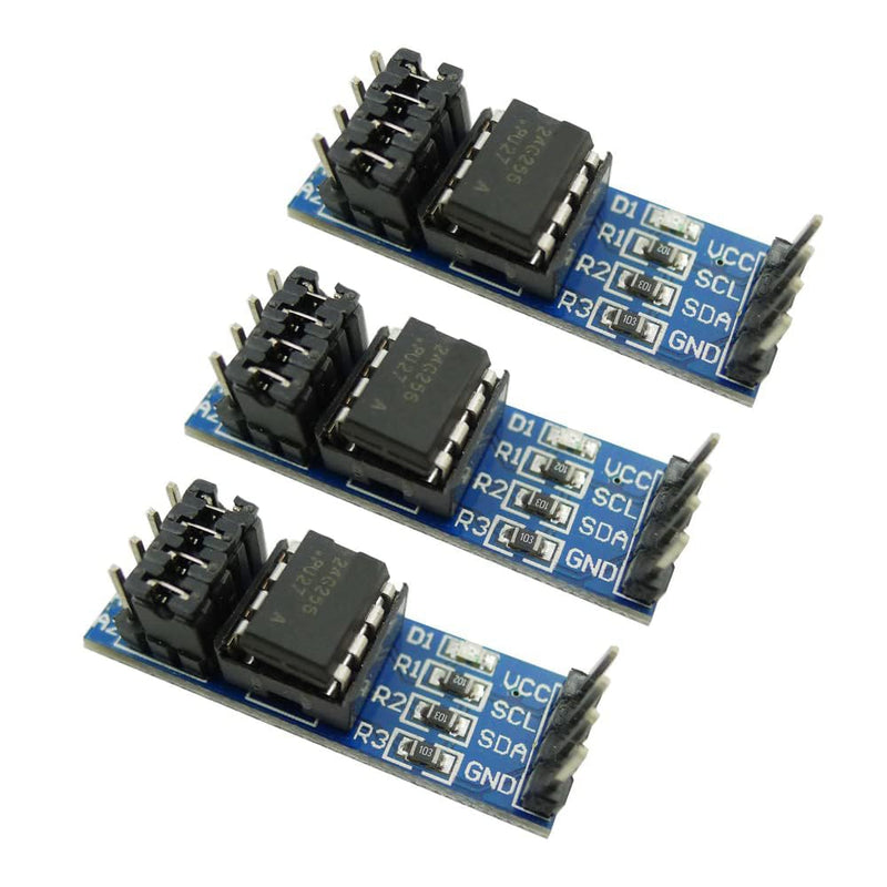 3PCS EEPROM Memory Module AT24C256 Chip I2C Serial Interface Data Storage Memory Module Onboard 8P Chip Holder with Onboard LED Indicator