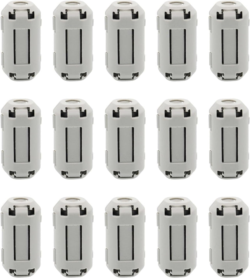 15Pcs 3.5mm Grey Clip-on Ferrite Ring Core RFI EMI Noise Suppressor Anti-Interference Cable Clip for Telephones Tvs Speakers Radio Audio Equipment Noise Suppressor Video Cable Power Cord