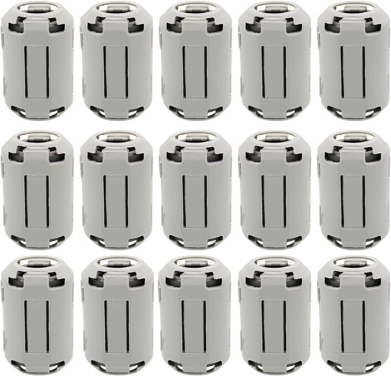 15Pcs 13mm Grey Clip-on Ferrite Ring Core RFI EMI Noise Suppressor Anti-Interference Cable Clip for Telephones Tvs Speakers Radio Audio Equipment Noise Suppressor Video Cable Power Cord