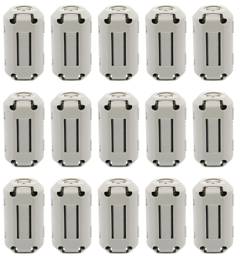 15Pcs 9mm Grey Clip-on Ferrite Ring Core RFI EMI Noise Suppressor Anti-Interference Cable Clip for Telephones Tvs Speakers Radio Audio Equipment Noise Suppressor Video Cable Power Cord
