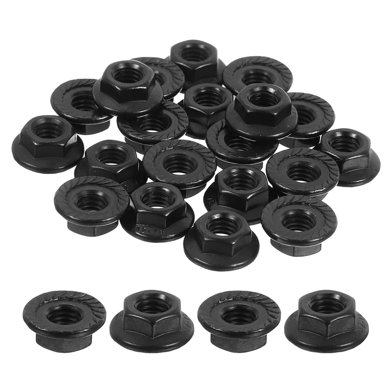 uxcell M5x0.8mm Serrated Flange Hex Lock Nuts, 50Pcs 304 Stainless Steel Non-Slip Metric Hexagon Flange Nut, Full Thread, Bright Finish, Black 50
