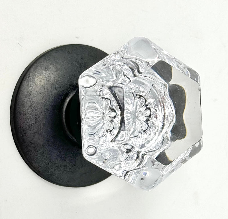 Crystal Dummy Door Knobs, Oil Rubbed Bronze, Matte Black, Six Point Crystal Glass, Decorative Home Accents, Clear