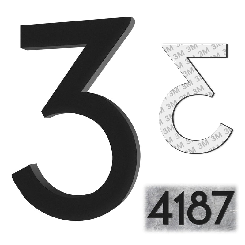 4 Inch House Numbers, Self-adhesive Mailbox Numbers Modern House Numbers for Outside Address Numbers for House Office Hotel Room Farmhouse Easy to Install Strong adhesive backing (3, Black) 4 Inch 3, Black