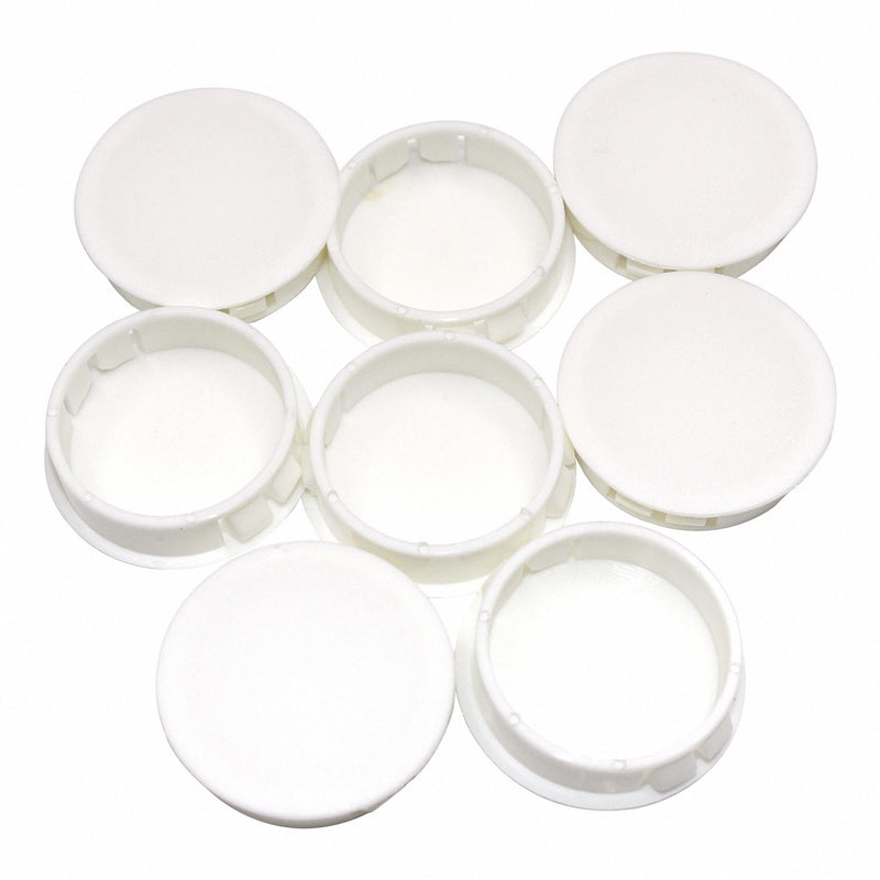 1-1/2" (38mm) Plastic Plugs for Round Holes, Flush Type Snap in Locking Door Screw Shelf Hole Plugs Drilling Hole Cover Cabinet Furniture Cupboard Shelves Pipe Insert End Caps, 8PCS White 1-1/2"/38mm