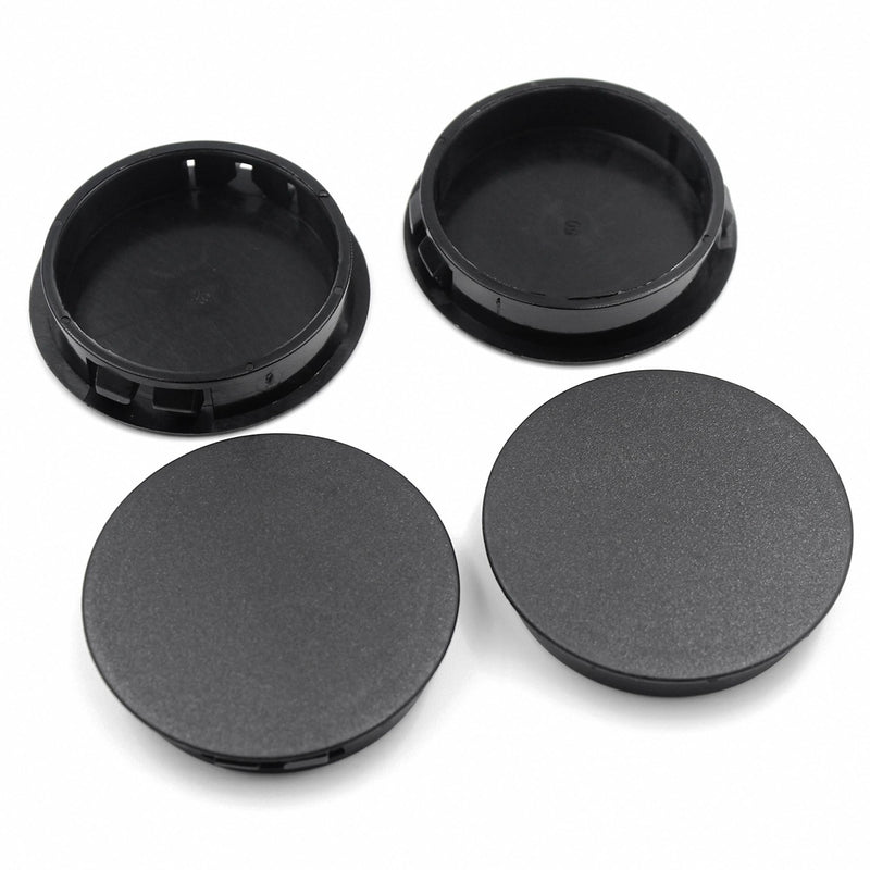 2"(50mm) Plastic Plugs for Round Holes, Flush Type Snap in Locking Door Screw Shelf Hole Plugs Drilling Hole Cover Cabinet Furniture Cupboard Shelves Pipe Insert End Caps, 4PCS Black 2"/50mm