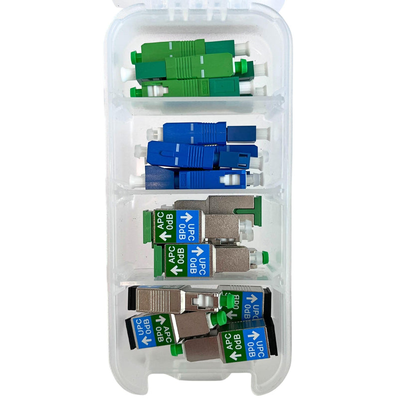 Fibershack - Bulkhead Fiber Optic Adapter Kit - 4 Piece Fiber Adapter Kit for SCUPC, SCAPC & LC to SC Cable Conversion - Fiber Optic Connector Kit for Fiber Conversion