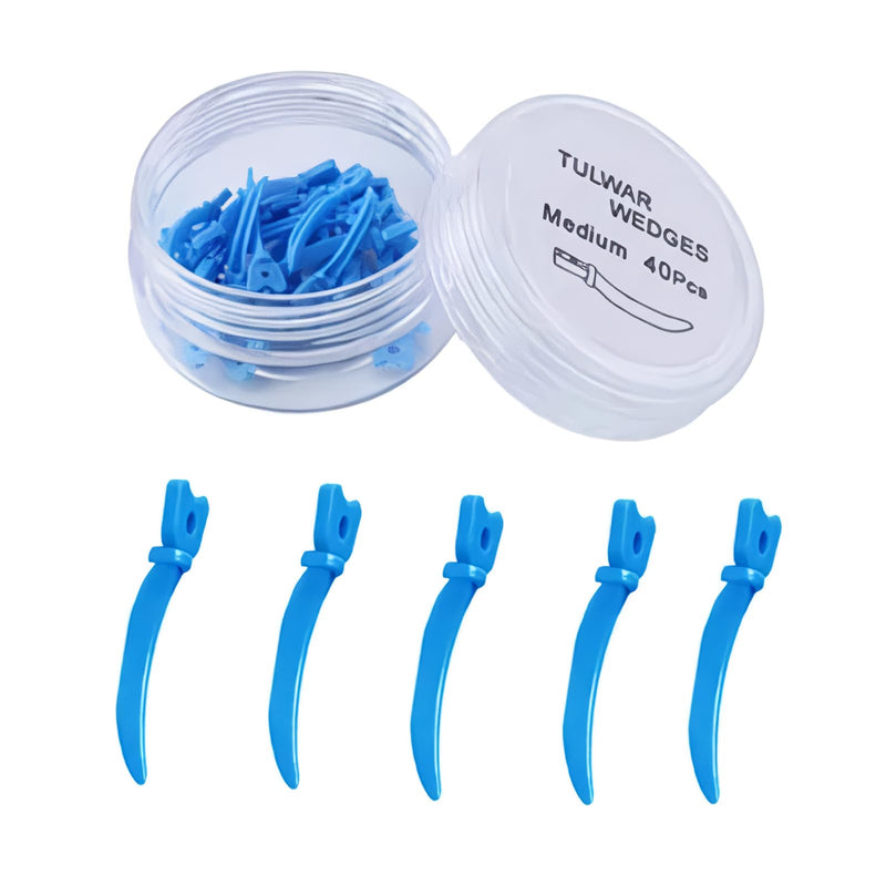 Disposable Dental Plastic Wedge, Dental Curved Matrix Wedges with Hole, Dental Fixing Wedge for Tooth Restoration (Medium 40Pcs) Medium 40Pcs