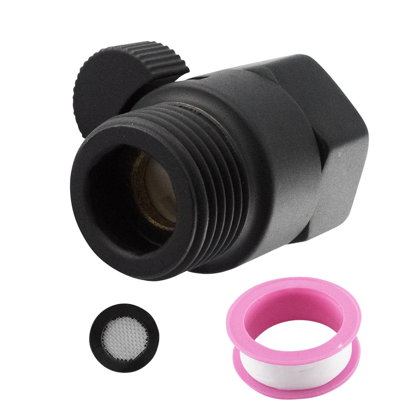Water Flow Control Valve, G1/2" Brass Shower Flow Shut Off Valve, Simple Water Volume Adjust Valve, Water Pressure Regulator for Hand Held Shower, Matte Black