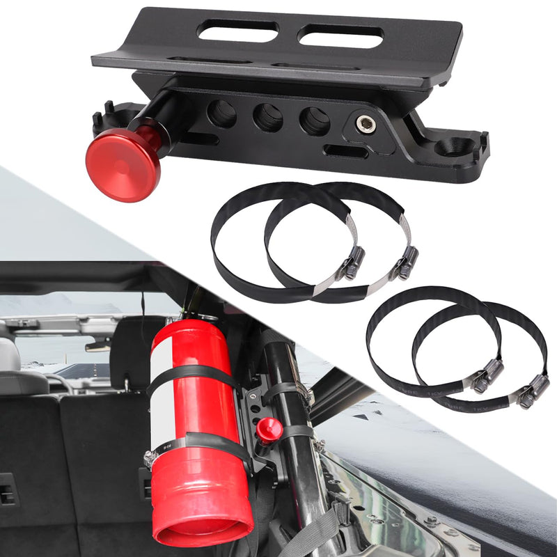 Aluminum Quick Release Roll Bar Fire Extinguisher Mount Holder Compatible with for Ford Bronco Jeep Wrangler Gladiator UTV Polaris RZR Ranger Can Am ATV Fire Extinguisher Bracket