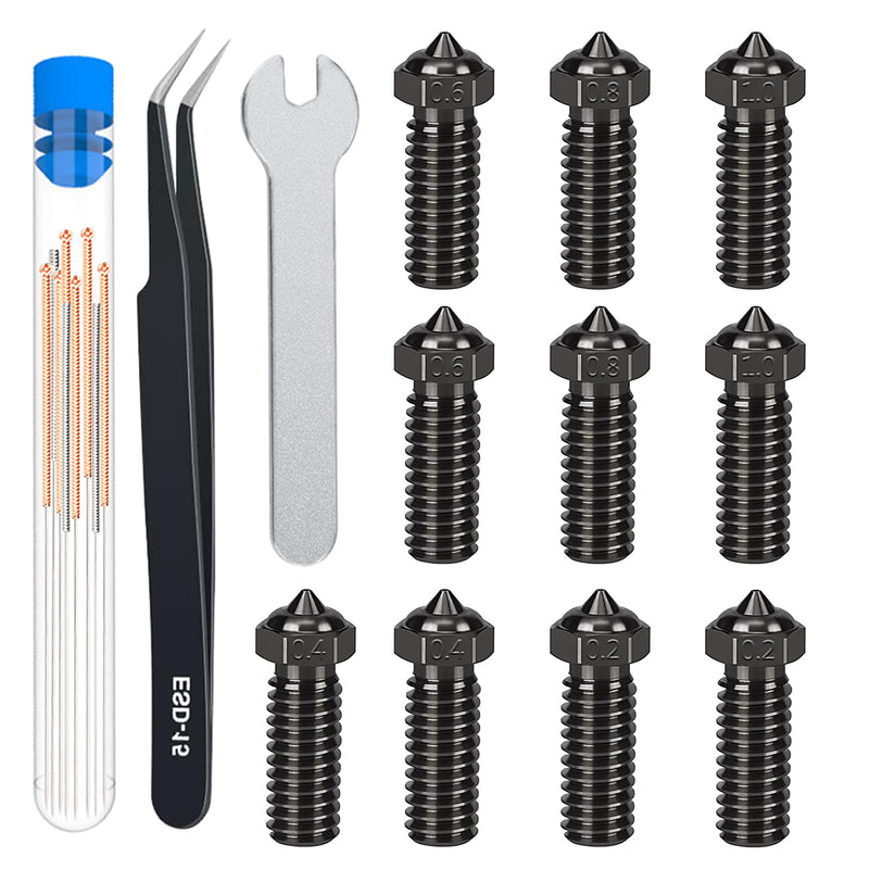 10PCS Mixed Sizes Hardened Steel Nozzles for R QIDI Q1 Pro/X-Max 3 / Q1 Pro/X-Plus 3 / X-Smart 3 3D Printer, 2PCS 0.2/0.4/0.6/0.8/1.0mm Extruder Hotends Nozzles for R QIDI 3D Printer Parts 10PCS Hardened Steel Nozzle