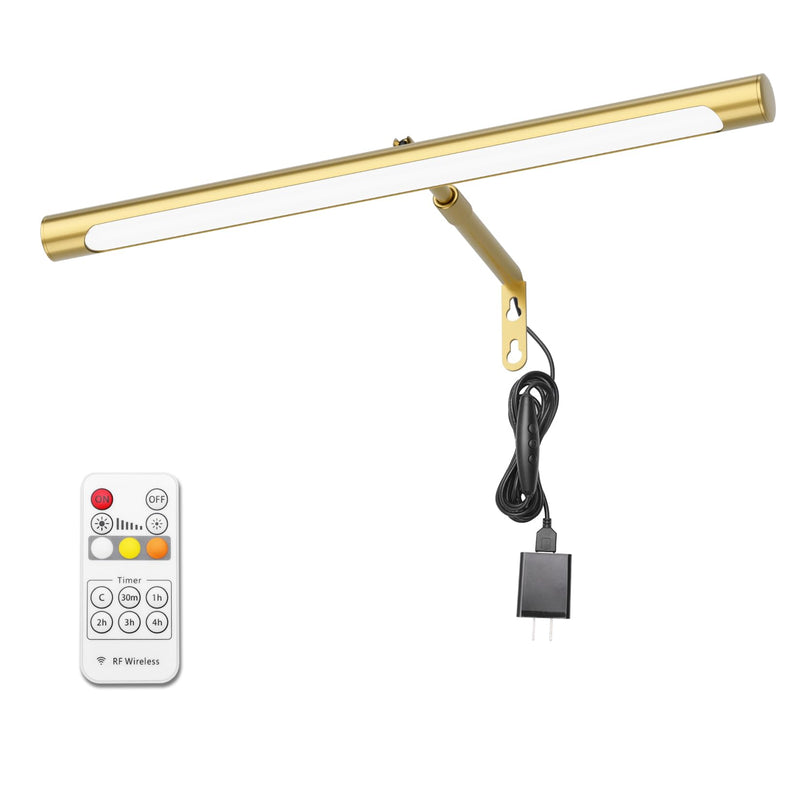 Picture Lights for Paintings Plug in, 16" Adjustable LED Gold Picture Light Art Light, Remote Control Gallery Painting Wall Light for Picture Display Dartboard Art Work (Gold)