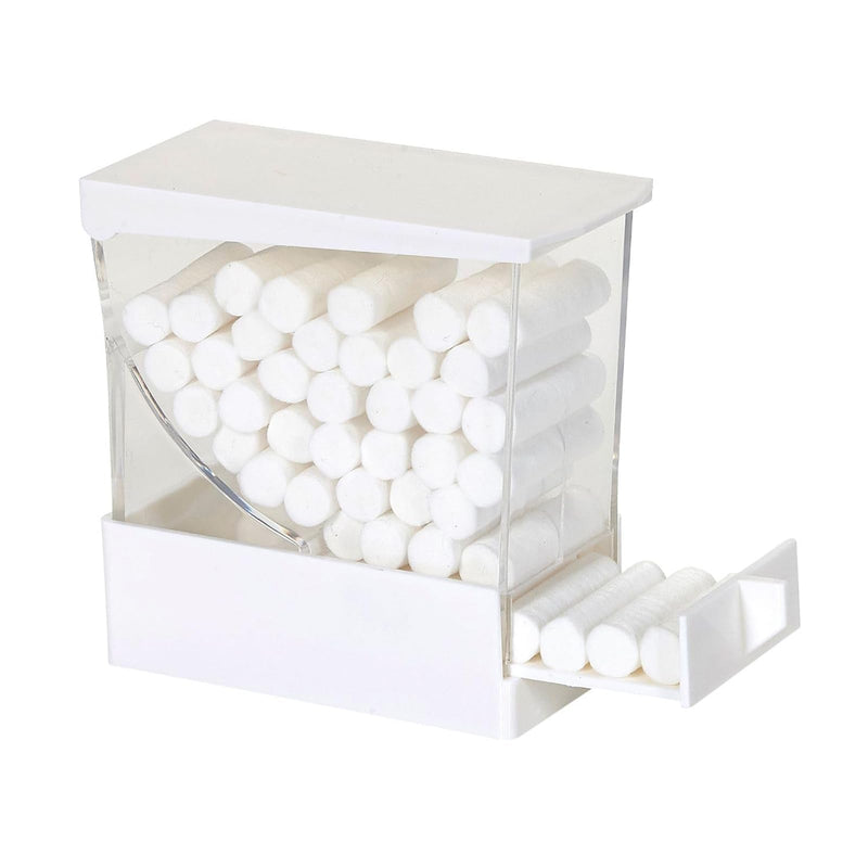 Dental Cotton Roll Dispenser, YOUYA DENTAL Professional Press on Plastic Cotton Roll Holder Organizer for Home Dental Pharmacy Dentist Cotton Roll Storage Box with Nonslip Base for Dental Lab Press White