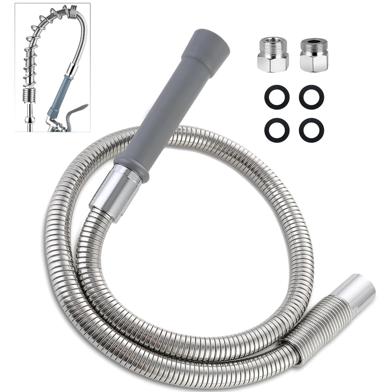 Replacement B-0044-H Commercial Sink Sprayer Hose for T&S Brass, 44 inch Stainless Steel Flexible Pre-Rinse Hose with Heat Resistant Gray Handle Commercial Kitchen Sink Faucet Dish Spray Part 44 inch+handle