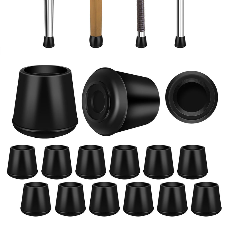 1" Round Rubber Chair Leg Tips Caps, Chair Leg Floor Protectors, Non-Slip Chair Leg Caps, Stool Leg Protectors Cap, Folding Metal Chair Leg Tip Replacement (Black, 12 Pack) Black 1" - 12Pack