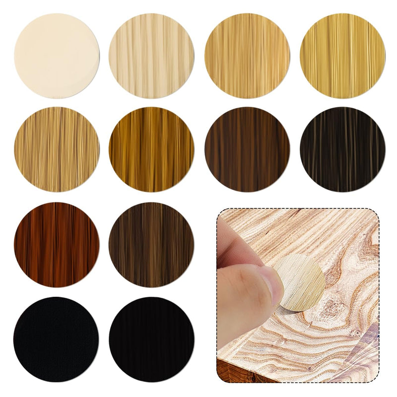 648 Pieces Screw Hole Covers Stickers, 12 Basic Color Colors Wood Stickers, Adhesive PVC Screw Cover Caps, for Wood Screws Wall Cabinets Desk Wall