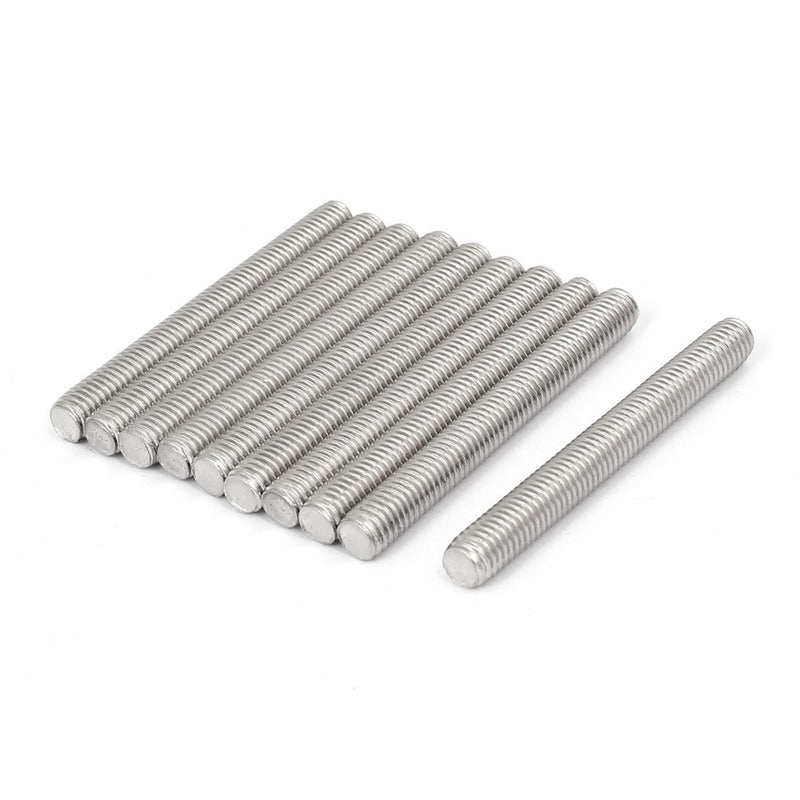 TOP-VIGOR 10Pcs M6-1.0 x 100mm Length Fully Threaded Rod, 304 Stainless Steel Right Hand Threads Rods, Fully Studding Rod Bar for Anchor Bolts, Clamps, Hangers and U-Bolts M6 x 100mm