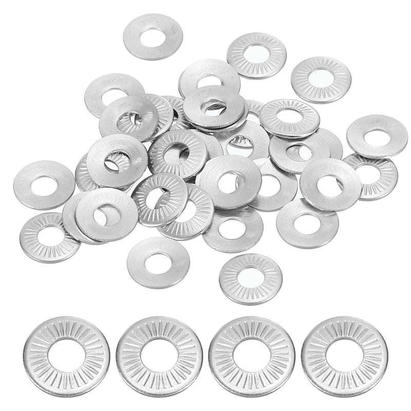 PATIKIL 304 Stainless Steel Flat Washers, 100 Pack M3x8mm Belleville Spring Disc Washer Conical Knurled Metric Gasket for Automotive Industrial Construction