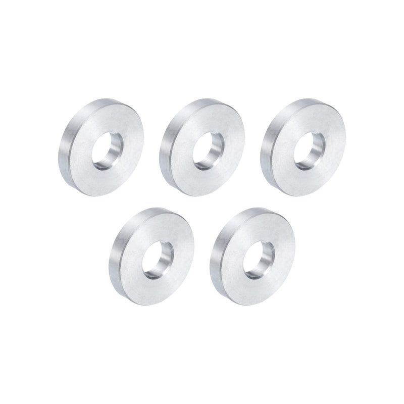 uxcell 5pcs Aluminum Spacer 3/8" Bore x 1" OD x 3/16" Length Screw Standoff Bushing Plain Finish Round Metal Spacer for 3/8 ID Screws Bolts and Rods 3/8" x 1" x 3/16" Silver Tone
