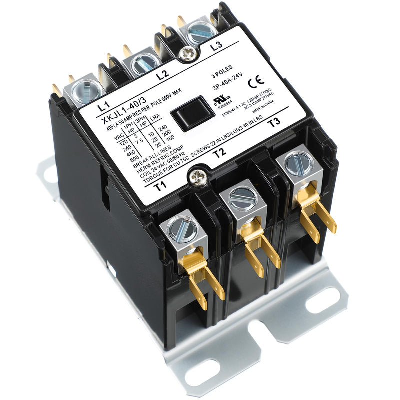 Dreyoo Carrier HVAC Motor Contactor, 3 Pole 40Amp Air Conditioner Condenser Compressor Replacement Relays Compatible with C230B, Air Conditioner, Heat Pump, Refrigeration Systems (24V) 24.0 Volts
