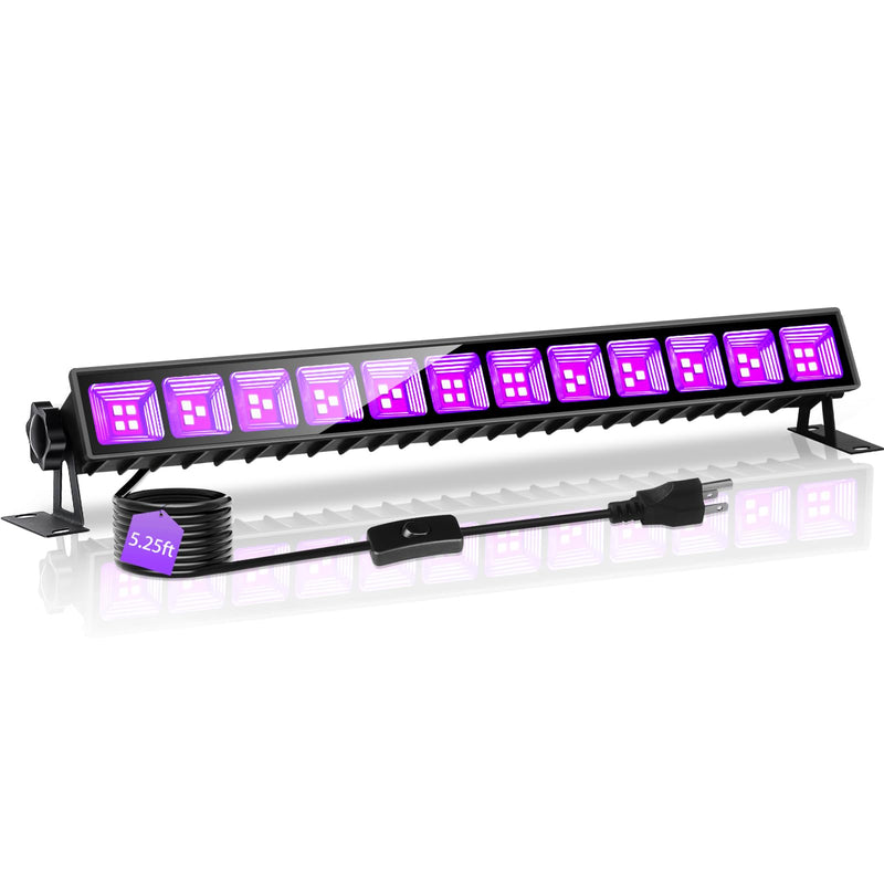 42W Black Light Bar with 5.25ft Cord and Switch, Light Up 23x23ft, Waterproof 40 LEDs Blacklights for Glow Party, Halloween Decor, Body Paint, Bedroom, Classroom 1 Pack 42W-1PACK