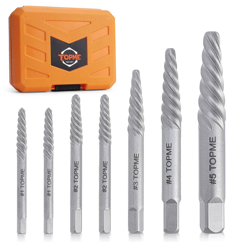 Screw Extractor Set, 7PCS Easy Out Screw Extractor Set, Stripped Screw Extractor for Removing Damaged Screws, Broken Bolts, Studs 7 Pieces