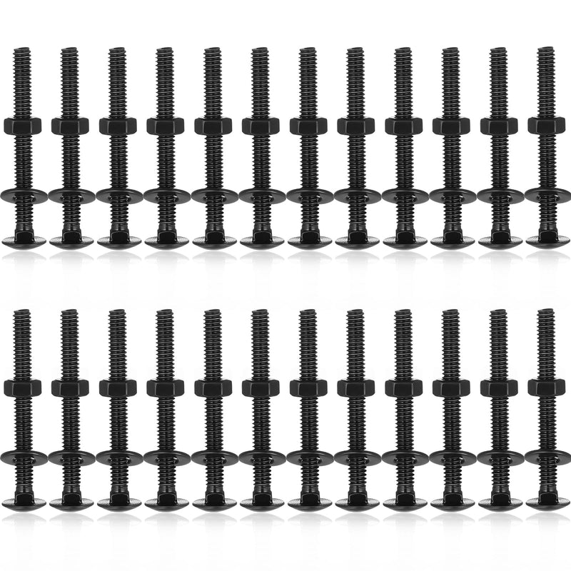 Zonon 25 Sets 1/4-20 x 2-1/2" Stainless Steel Carriage Bolts and Nuts Kit Round Head Square Neck Carriage Bolts Screws and Hex Nuts and Flat Washers, Stainless 18-8 Full Thread Coverage (Black) 1/4-20 x 2-1/2" Black