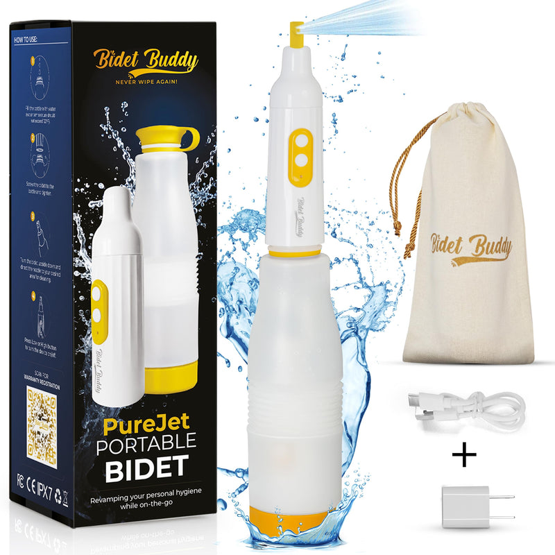 Portable Bidet | Bidet Buddy™ PureJet | High Pressure | Travel Bidet | 550ML Portable Bidet for Travel | Handheld Bidet | Rechargeable Electric Portable Bidet for Women & Men (Arctic White) Arctic White - NewNest Australia