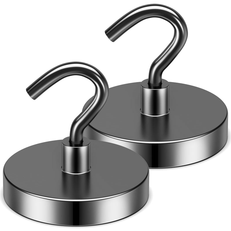 Grtard Magnetic Hooks, Heavy Duty Magnet Hook, 110 Lbs Strong Magnets with Hooks, Magnets Hooks for Cruise Cabins, Hanging, Workplace, Grill - 2Pack Black 2 Pack