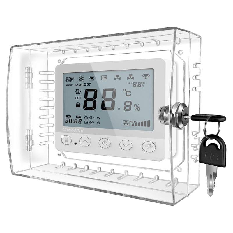 Baby proofing Thermostat Lock Box with Key,Clear Thermostat Cover with Lock for Thermostat on Wall, Thermostat Guard,Universal Thermostat Lock Box Fits Thermostats 4.8" H x 6" W or Smaller 1 PC Key Lock